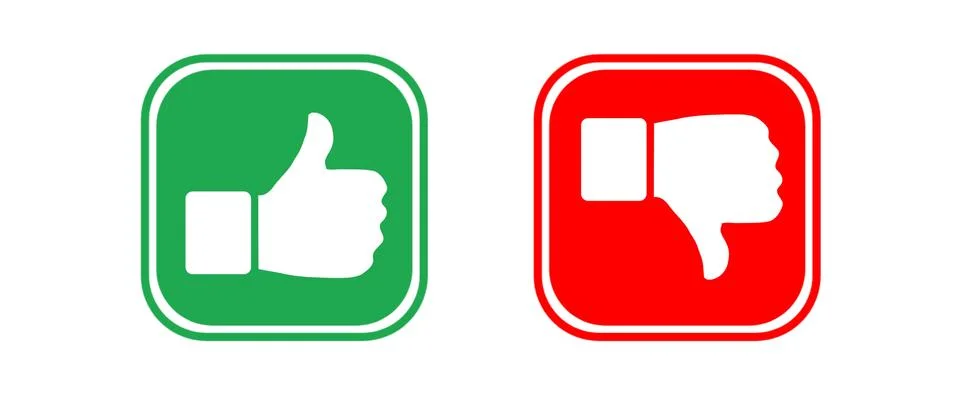 Hands with a finger up and down in a box isolated on a white background. Stock Illustration