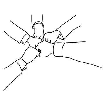 Hands in a fist bump symbolizing teamwork and unity Stock Illustration