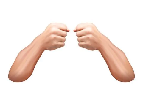 Hands fist on white Stock Illustration