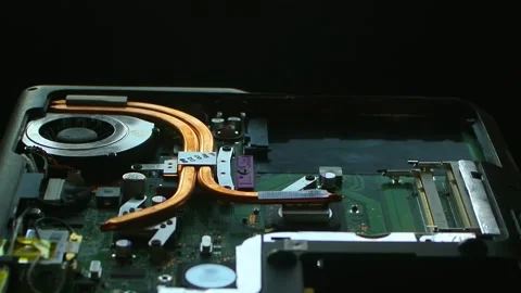 Hands fixing motherboard of pc or laptop notebook close up in service Stock-Footage 229869466