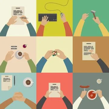 Hands in flat style. Stock Illustration