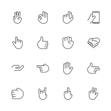 Hands - Flat Vector Icons Stock Illustration