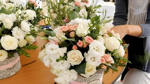 The Hands of the Florist Stock Footage 76675390