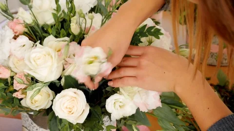 The Hands of the Florist Stock Footage 76676076
