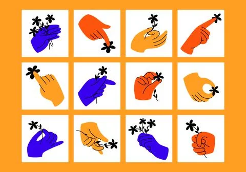 Hands with flowers 1 Stock Illustration