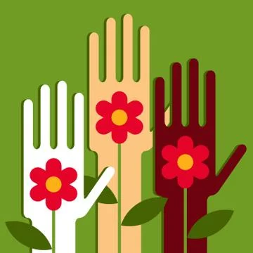 Hands with flowers Stock Illustration