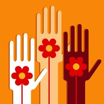 Hands with flowers Illustrazione stock