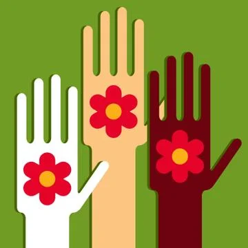 Hands with flowers Stock Illustration