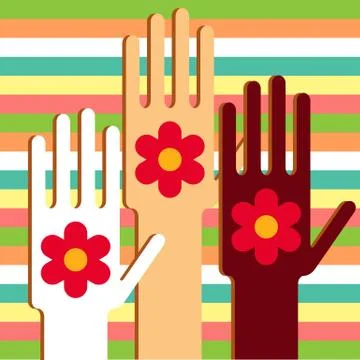 Hands with flowers Stock Illustration
