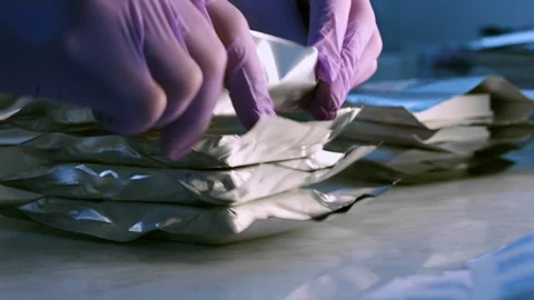 Hands fold sealed packaging Stock Footage 101013624