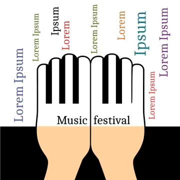 Hands in the form piano keys with copyspace for text Stock Illustration