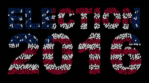Hands form the text "ELECTION 2016" with colors USA flag on a black background. 스톡 동영상 61189136