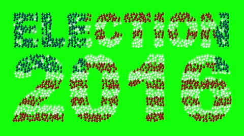 Hands form the text "ELECTION 2016" with colors USA flag on a green screen. Video stock 61189193