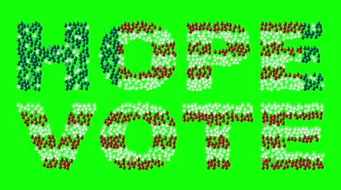 Hands form the text HOPE VOTE with colors USA flag on a green screen. 스톡 동영상 61362326