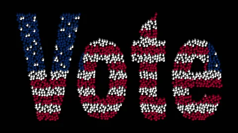 Hands form the text Vote with colors USA flag on a black background. Stock Footage 60761573
