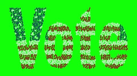 Hands form the text Vote with colors USA flag on a green screen Video stock 60761596