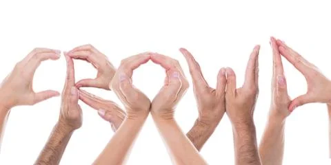 Hands form the word crowd Fotos Stock