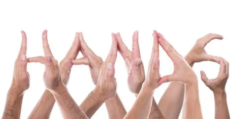 Hands form the word hands Fotos Stock