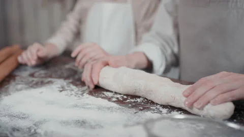 Hands Forming Bread Shape Stock Footage 145460040