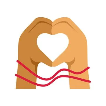 Hands forming heart with red string of destiny Stock Illustration