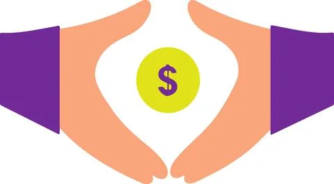 Hands Forming a Heart Shape Around a Dollar Symbol Stock Illustration