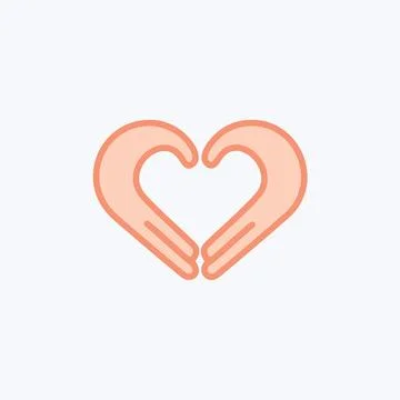 Hands forming heart shape icon. Simple vector icon of two hands forming a h.. Stock Illustration