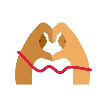 Hands forming heart shape with red thread of destiny Stock Illustration