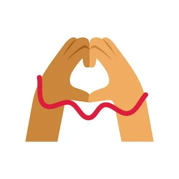 Hands forming heart shape with red string 스톡 일러스트