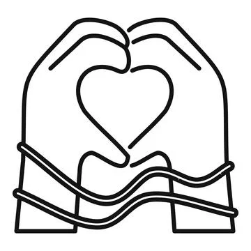 Hands forming heart tied symbolizing forced love Stock Illustration