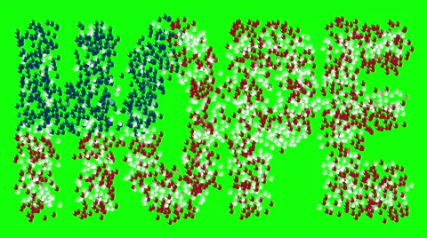 Hands forming text "HOPE" in the US flag colors and fly back Stock Footage 61362025