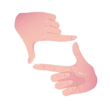 Hands Frame Cropping Gesture. Flat Framing hands. Hands taking focus frame Stock Illustration
