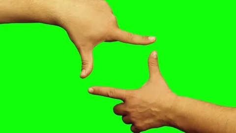 Hands frame sign gesture isolated green screen Video stock 74022202