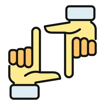 Hands framing composition choosing creative perspective icon Stock Illustration