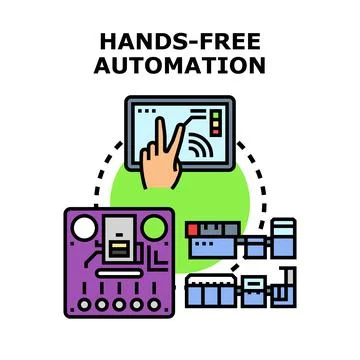 Hands free automation managing smart industry manufacturing process Stock Illustration
