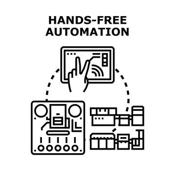 Hands free automation managing smart industry manufacturing process Stock Illustration