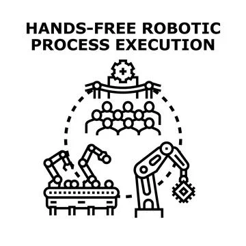 Hands free robotic process execution automatization icon concept Stock Illustration