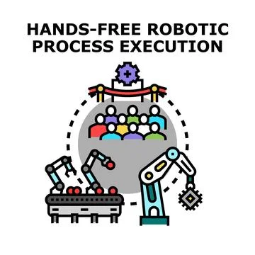 Hands free robotic process execution automatization icon concept Illustrazione stock