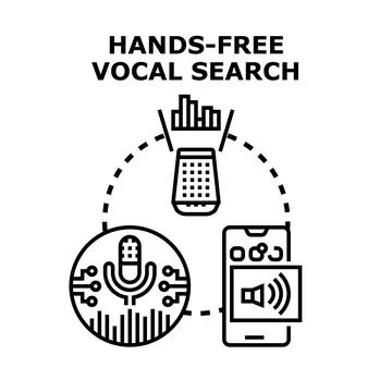 Hands free vocal search concept for smart technology Stock Illustration