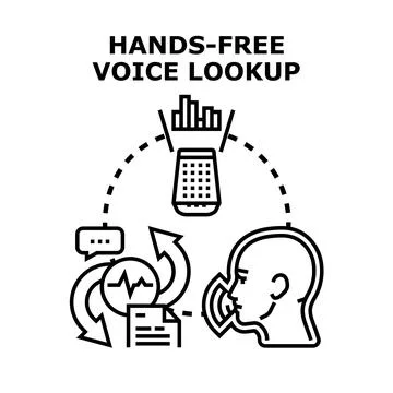 Hands free voice lookup process using a smart assistant Stock Illustration