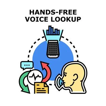 Hands free voice lookup process using a smart assistant Stock Illustration