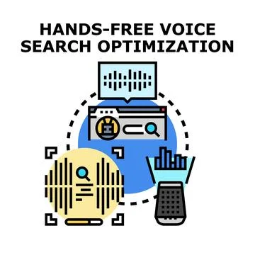 Hands free voice search optimization developing digital technology Illustrazione stock