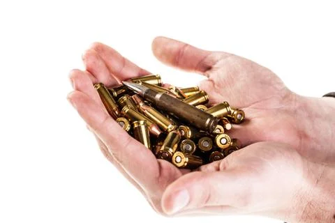 Hands full of ammo Stock Photos