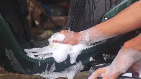 Hands full of soap foam while washing Stock Footage 205167892