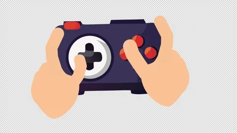 Hands on the game controller. Animation of using a gaming gadget. Cartoon Stock Footage 320214949