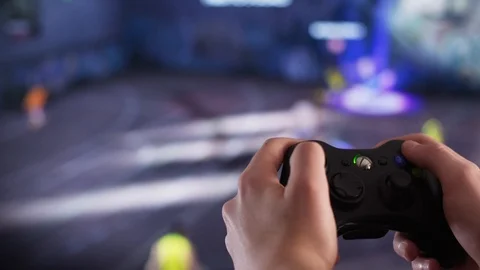 Hands With Game Controller Playing Video Games Stock Footage 106379335