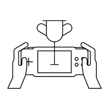 Hands gamepad and trophy Stock Illustration