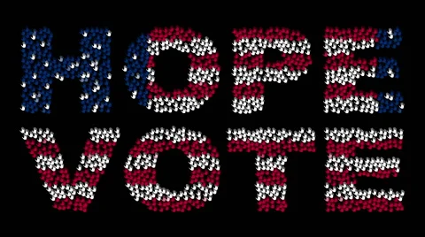 Hands gathered together to form the text "HOPE VOTE with colors USA flag Stock Footage 61362037
