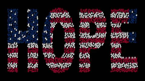 Hands gathered together to form the text "HOPE" with colors USA flag Video stock 61362137