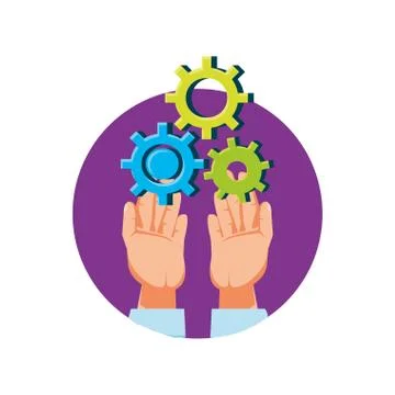 Hands with gears machine isolated icon イラスト素材