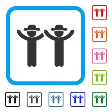 Hands Up Gentlemen Framed Icon Stock Illustration